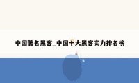中国著名黑客_中国十大黑客实力排名榜