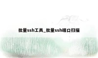 批量ssh工具_批量ssh端口扫描