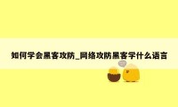 如何学会黑客攻防_网络攻防黑客学什么语言
