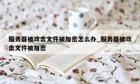 服务器被攻击文件被加密怎么办_服务器被攻击文件被加密