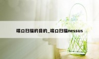 端口扫描的目的_端口扫描nessus