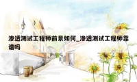 渗透测试工程师前景如何_渗透测试工程师靠谱吗
