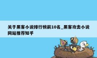 关于黑客小说排行榜前10名_黑客攻击小说网站推荐知乎