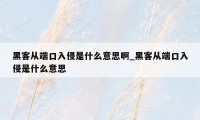 黑客从端口入侵是什么意思啊_黑客从端口入侵是什么意思