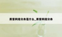 黑客网络分身是什么_黑客网络分身