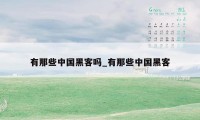 有那些中国黑客吗_有那些中国黑客