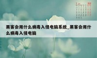 黑客会用什么病毒入侵电脑系统_黑客会用什么病毒入侵电脑