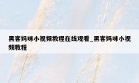 黑客妈咪小视频教程在线观看_黑客妈咪小视频教程