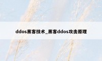 ddos黑客技术_黑客ddos攻击原理