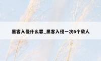 黑客入侵什么罪_黑客入侵一次6个敌人