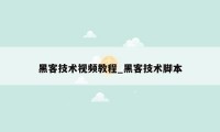 黑客技术视频教程_黑客技术脚本