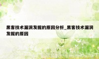 黑客技术漏洞发掘的原因分析_黑客技术漏洞发掘的原因