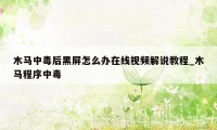 木马中毒后黑屏怎么办在线视频解说教程_木马程序中毒