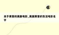 关于黑客的美剧电影_美国黑客的生活电影名字