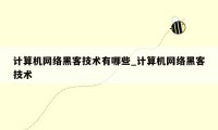 计算机网络黑客技术有哪些_计算机网络黑客技术