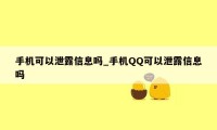 手机可以泄露信息吗_手机QQ可以泄露信息吗