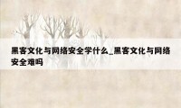 黑客文化与网络安全学什么_黑客文化与网络安全难吗